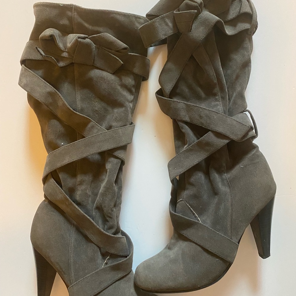 Grey Faux Suede Boots